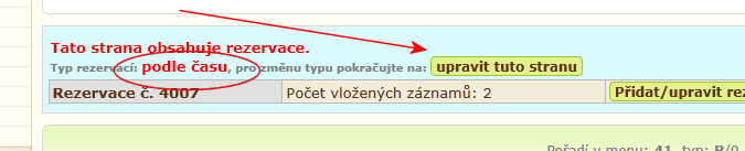 nastavení rezervací